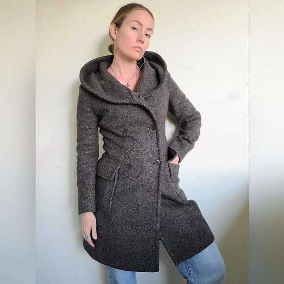 The Elvish Hooded Wool Double Breasted Trench Coat by m0851 S - Picture 9 of 16